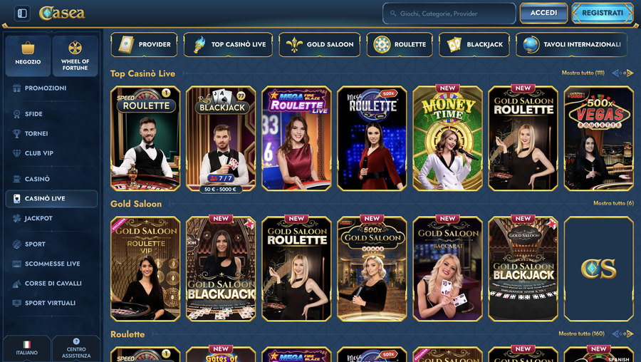 Il Casinò Live con croupier reali
